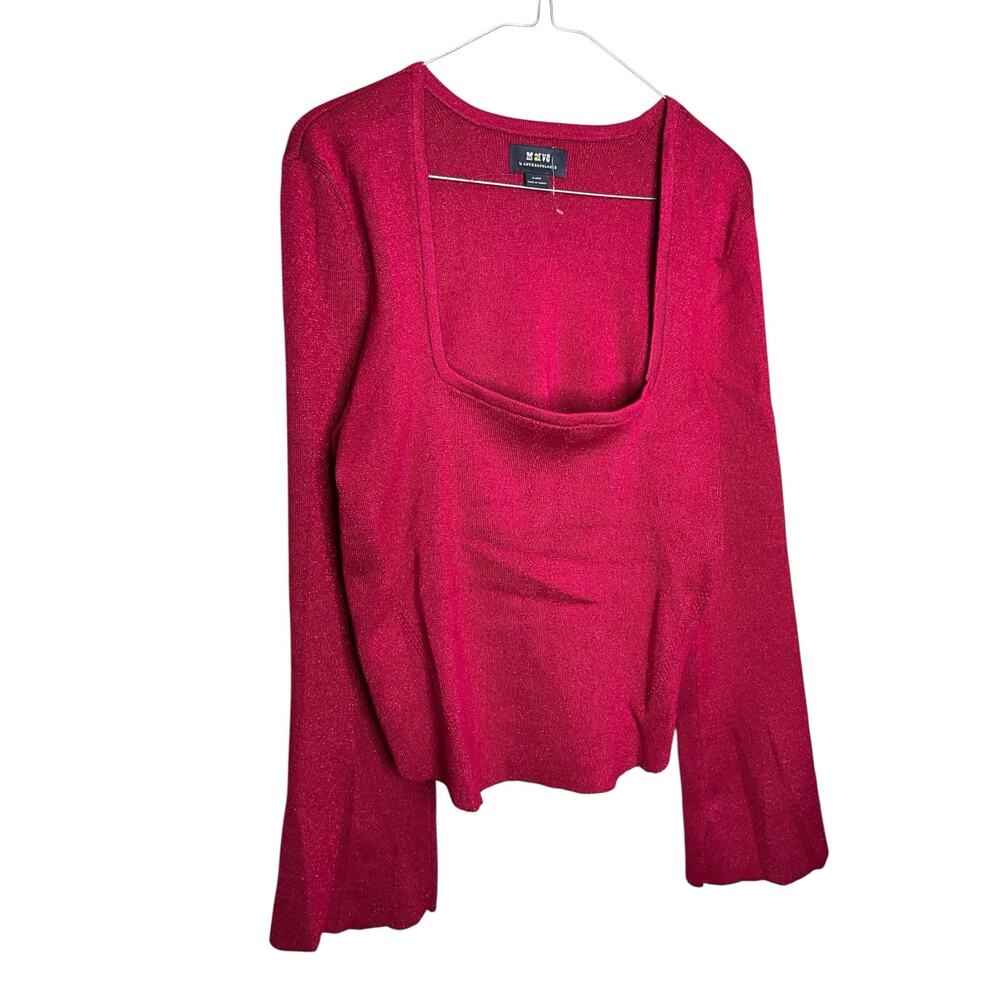 Maeve by Anthropologie Sweater Top Square Neck Pullover Hot Pink Size XL NWT